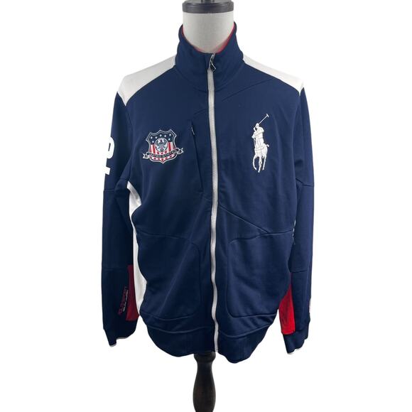 VTG Polo Sport Ralph Lauren Track Jacket Men Sz XL Blue USA 2 Big Pony Preppy